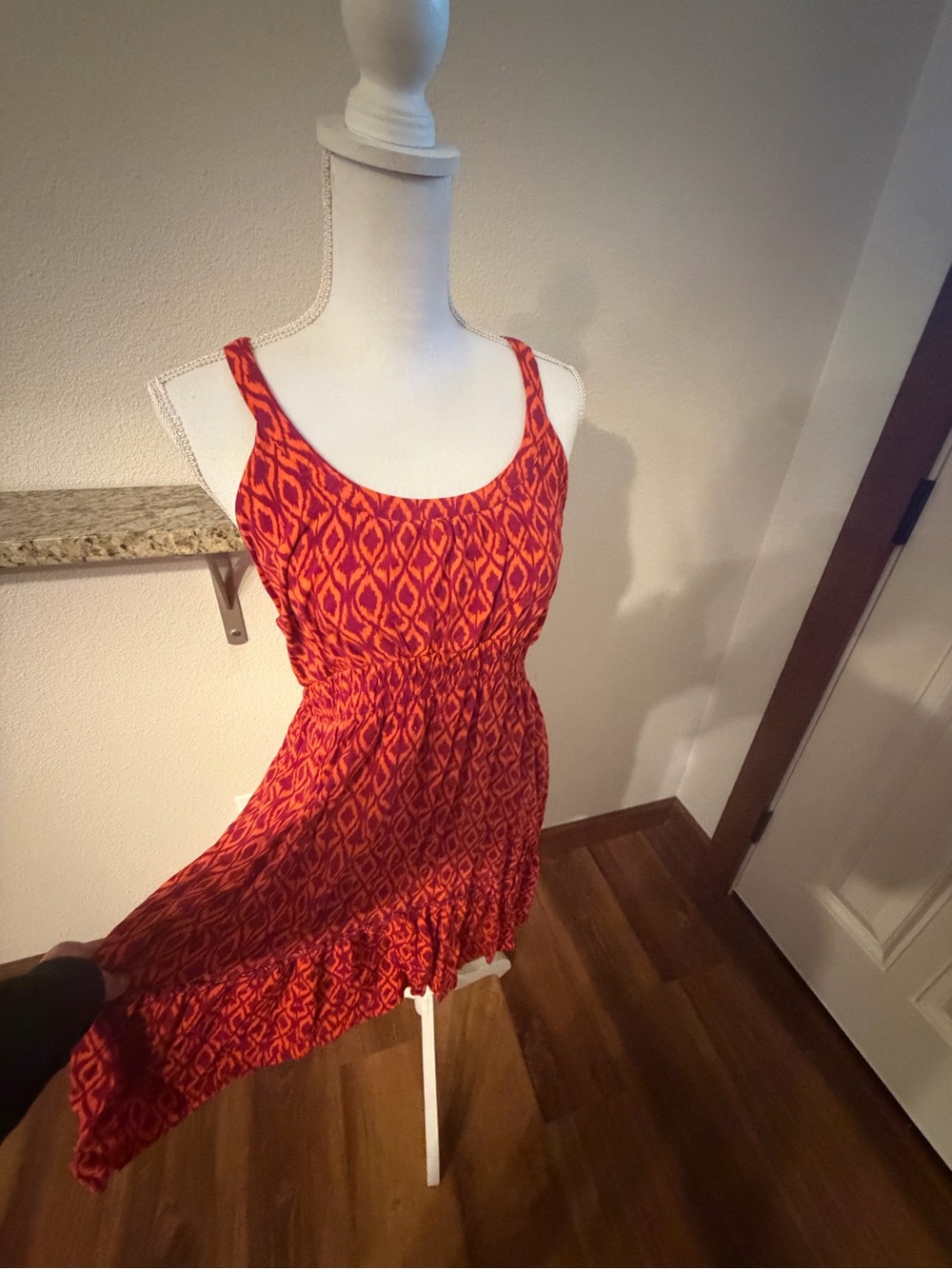 Mossimo Supply Co. Red and Orange Printed Sleeveless Dress